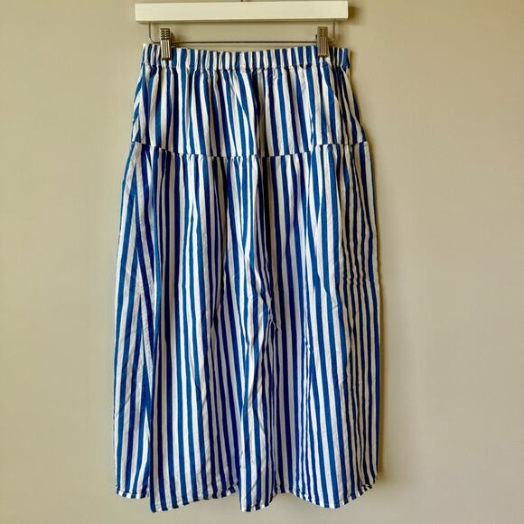 Old Navy | Blue and White Stripe Drop Waist Midi Skirt - Picture 4 of 6
